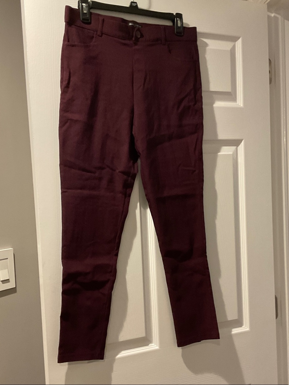Mario Serrani Women's Straight Leg Textured Pants in Burgundy